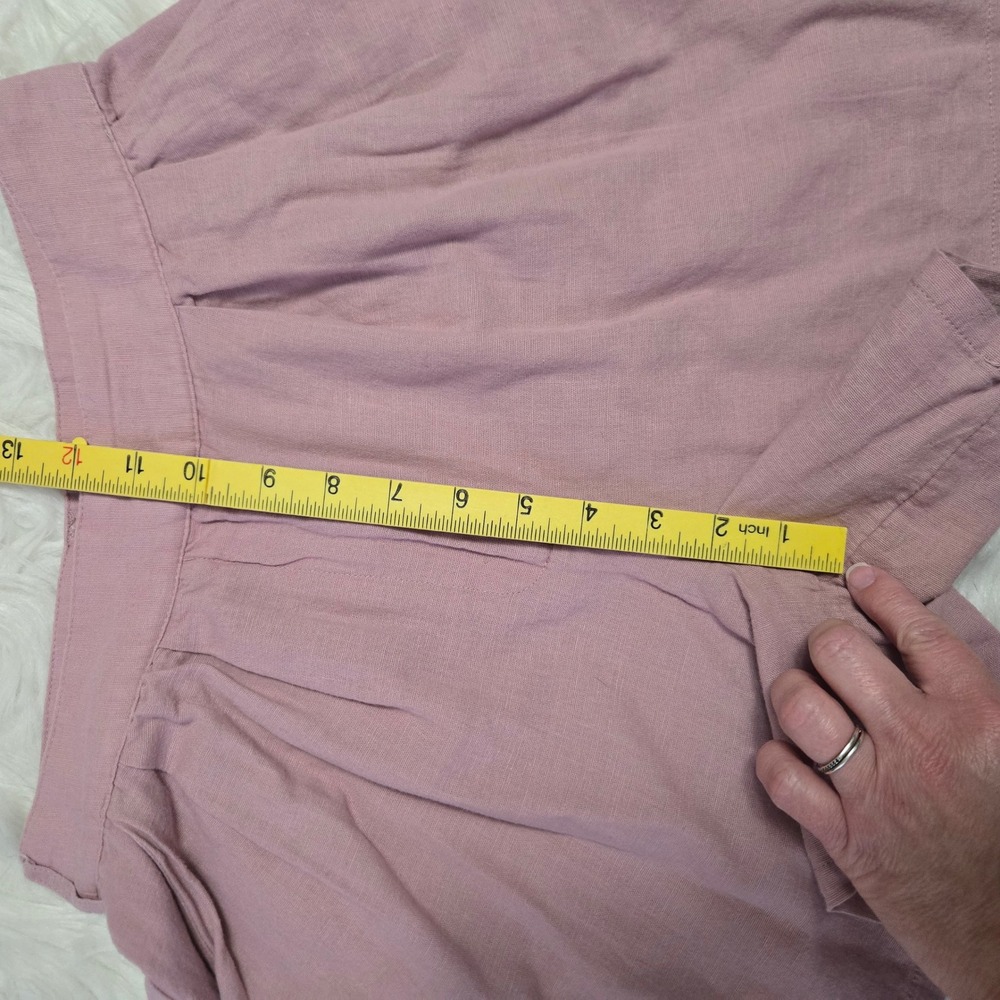 American Eagle Mauve Pink Linen Blend Pleated High Waisted Shorts Womens XS - Picture 9 of 12